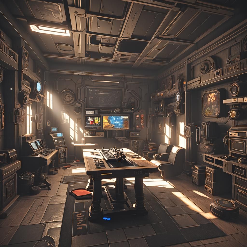 Modern Gaming Room with 3D Rendering