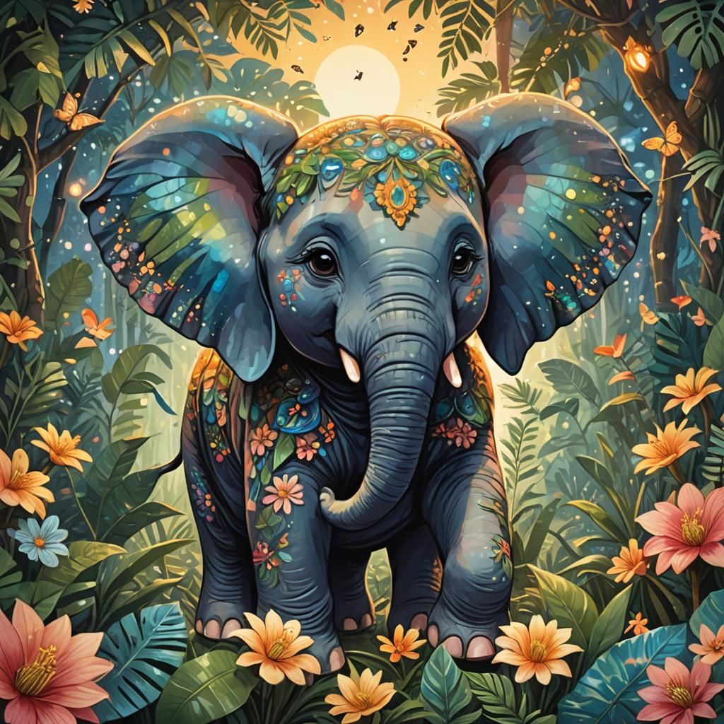 Cartoon Elephant in Jungle, Concept Art