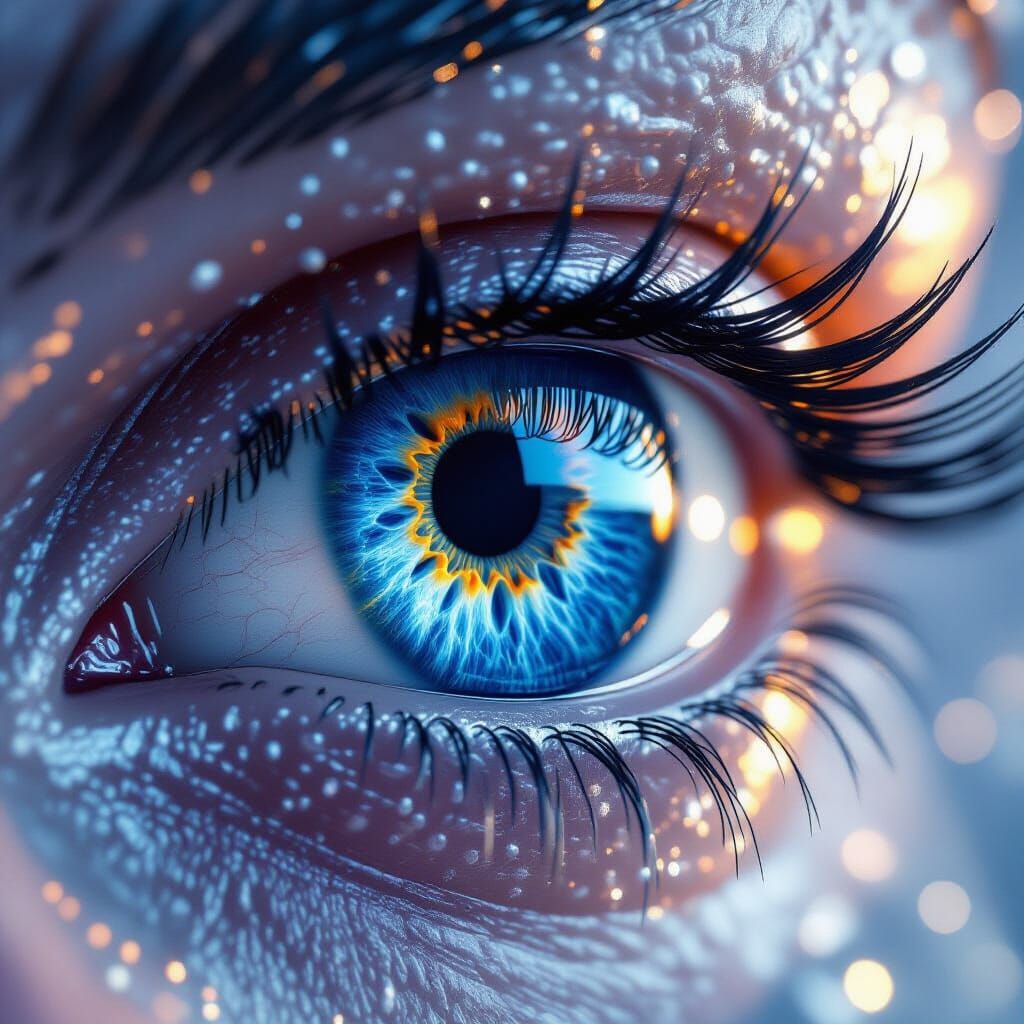 Detailed Ice Blue Eye with Silver Streaks