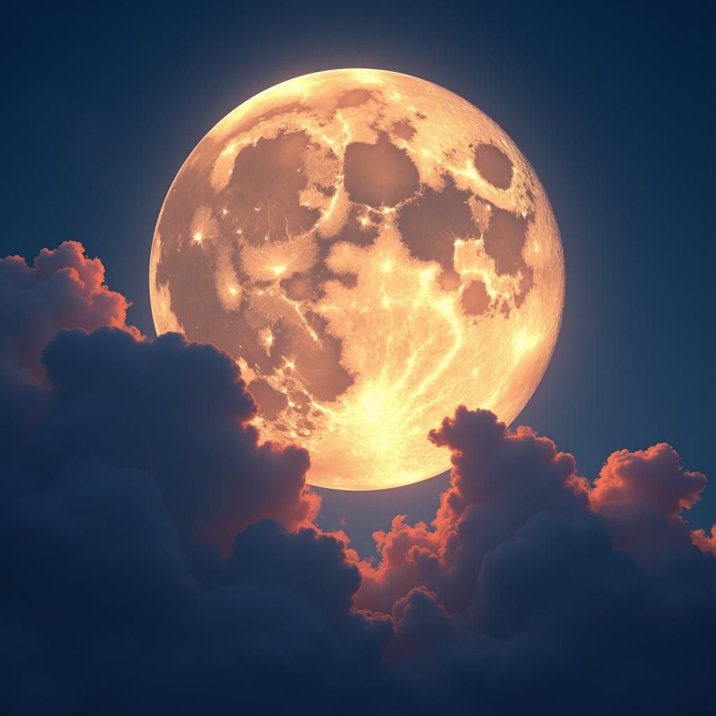Giant Moon in Indigo Twilight: Fantasy Concept Art