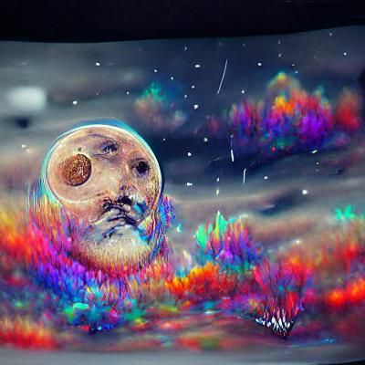 Cosmic Moon: Holographic Astral Illustration