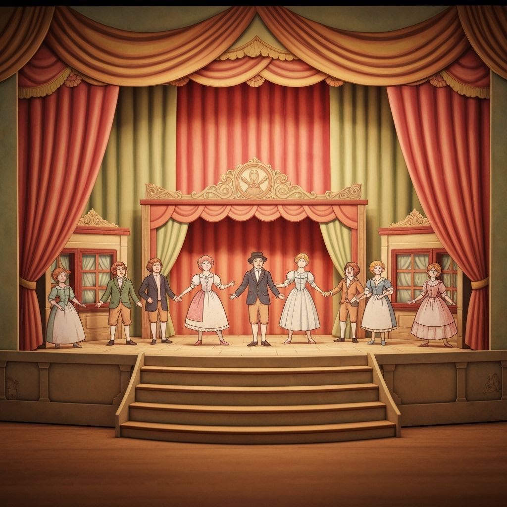 Whimsical Paper Doll Theatre Scene