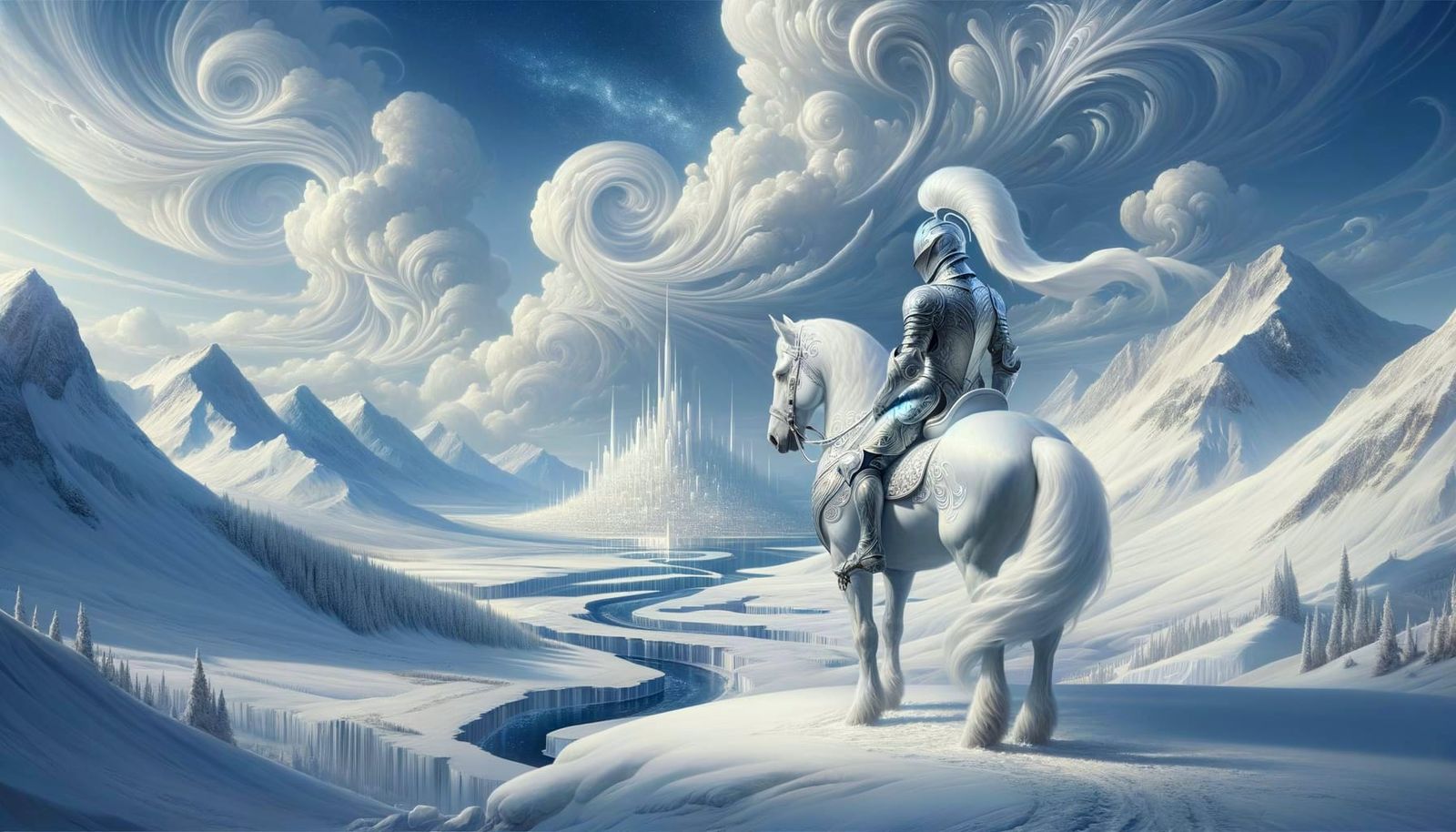 White Knight in Snowy Landscape