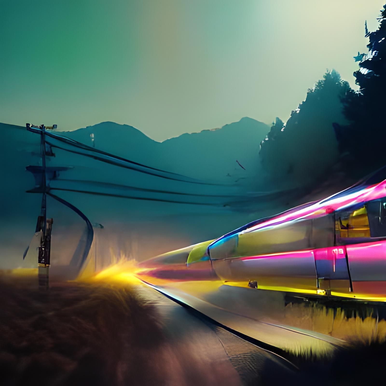 Giant Tennis Ball Crashes Japanese Train in Neon Lights