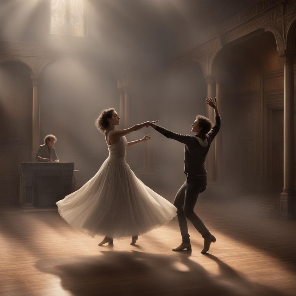 Touching Matte Painting: Mother Dancing with Invisible Son