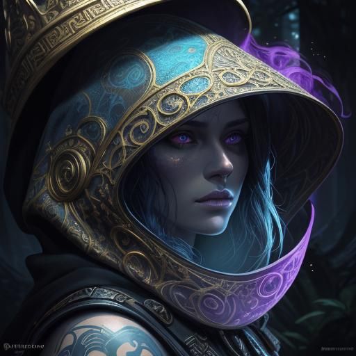 Mystical Woman in Ancient Ruins, Dark Fantasy Art