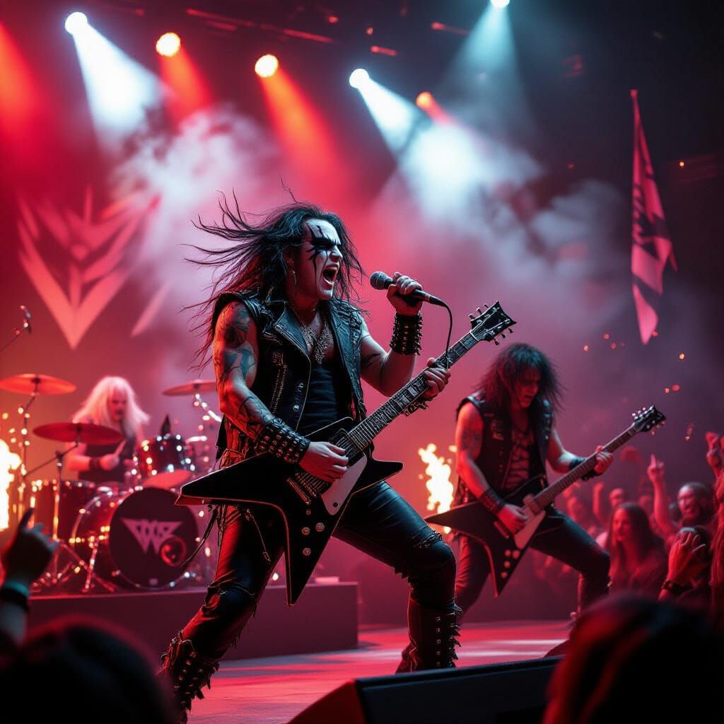Heavy Metal Concert: Frenzied Energy and Electric Colors