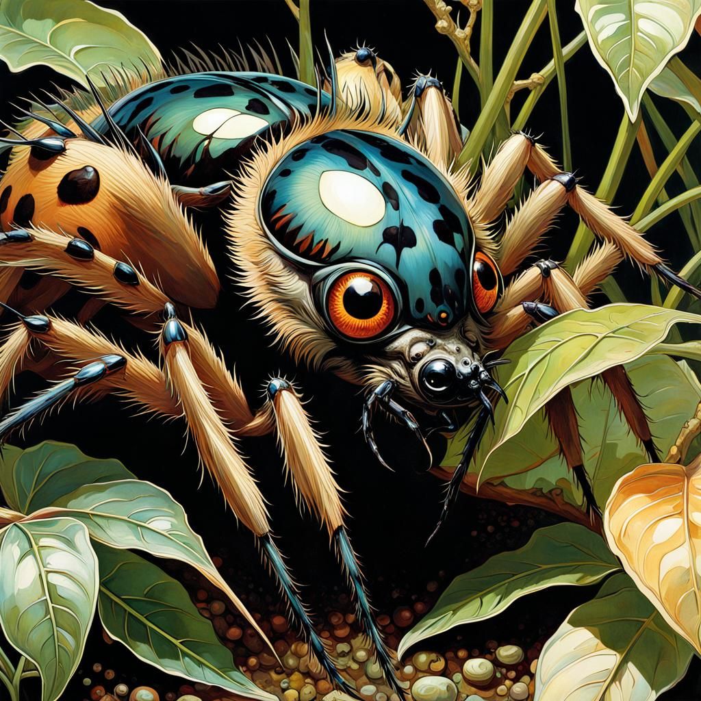 Detailed Iridescent Arthropod in Art Nouveau Style