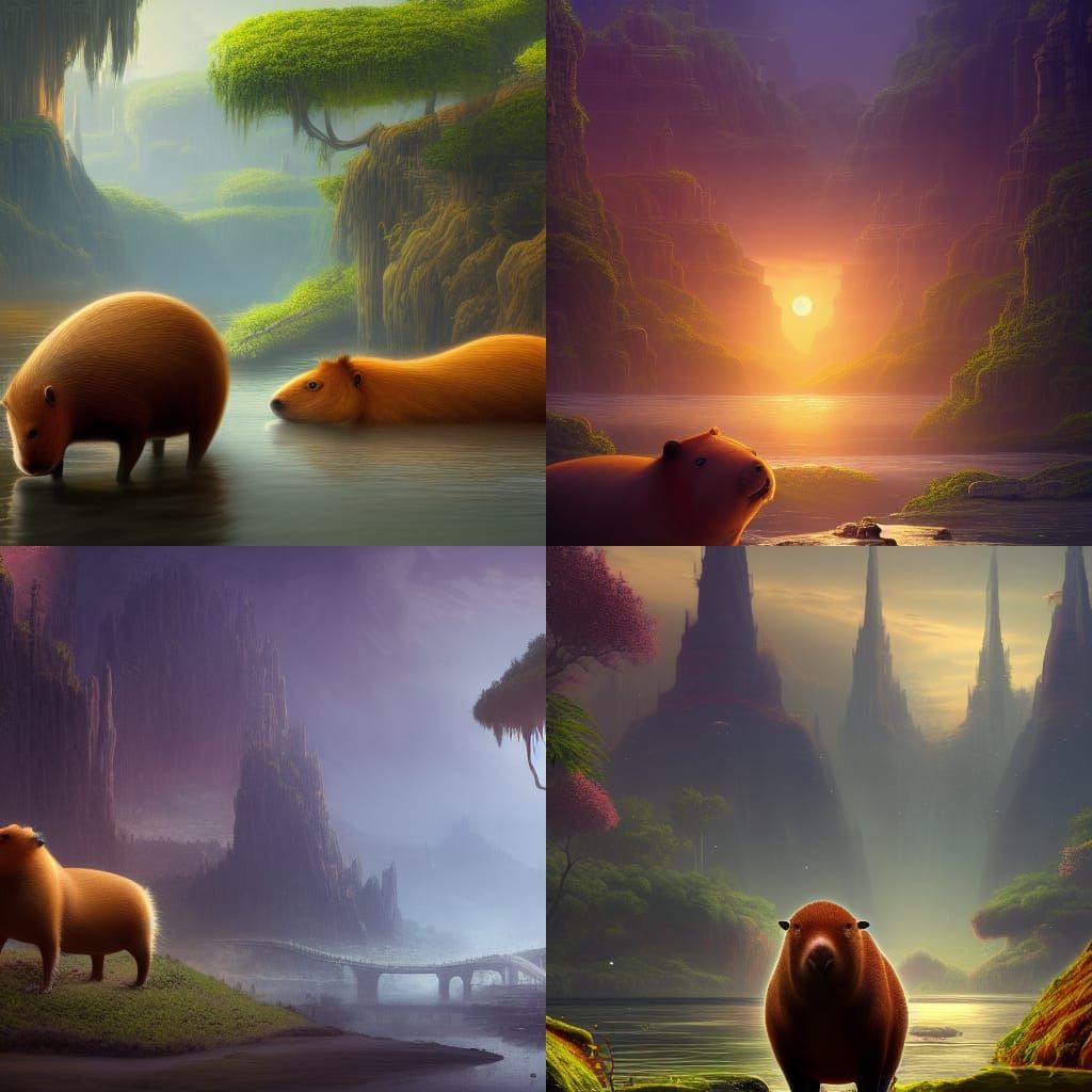 Detailed Matte Painting of a Capybara