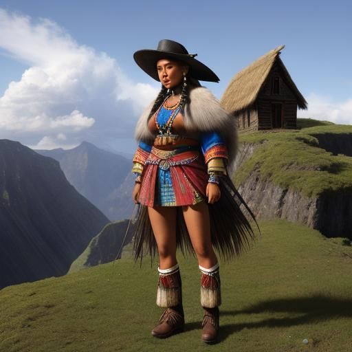 Amerindian Woman in Earth's Center: Hyperrealistic Portrait