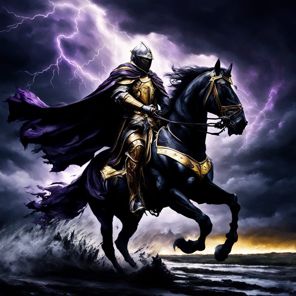 Stormy Knight: A Dramatic Dark Fantasy Painting