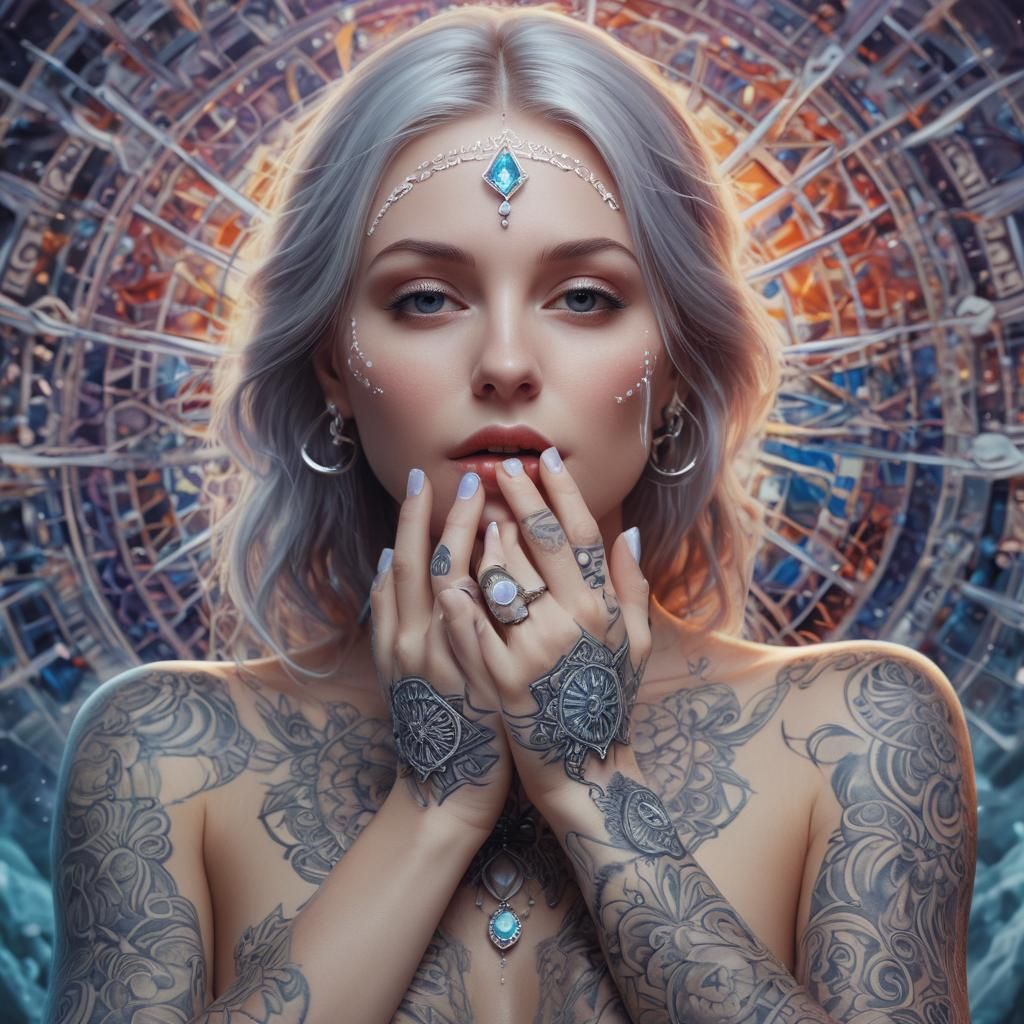 Mystical Woman with Gemstone: Digital Concept Art