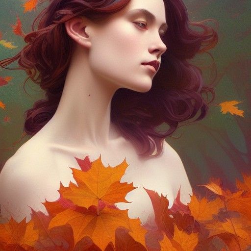 Ethereal Autumn Goddess Portrait in Fantasy Art Style