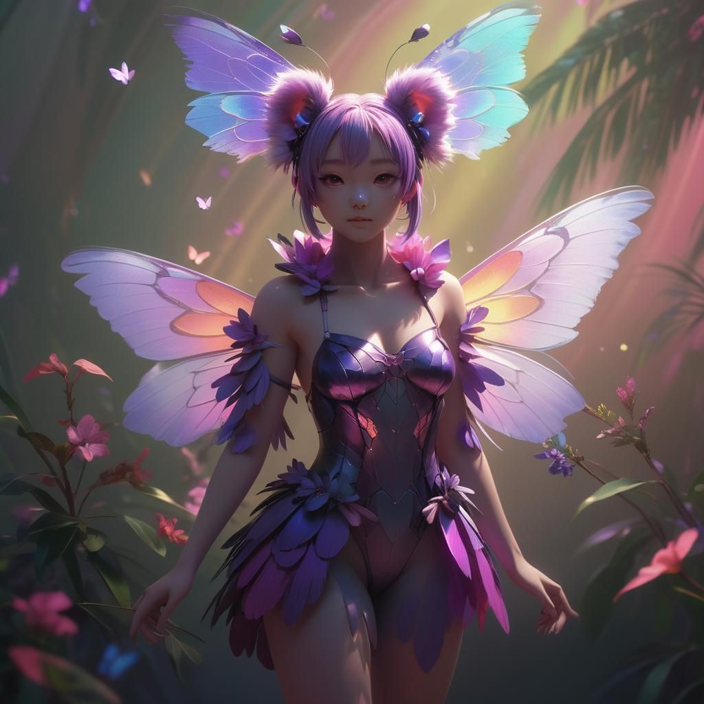 Anime Koala Girl with Butterfly Wings