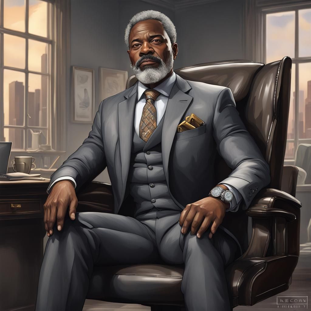 Distinguished Black Man in Attorney Office: Hyperrealistic A...