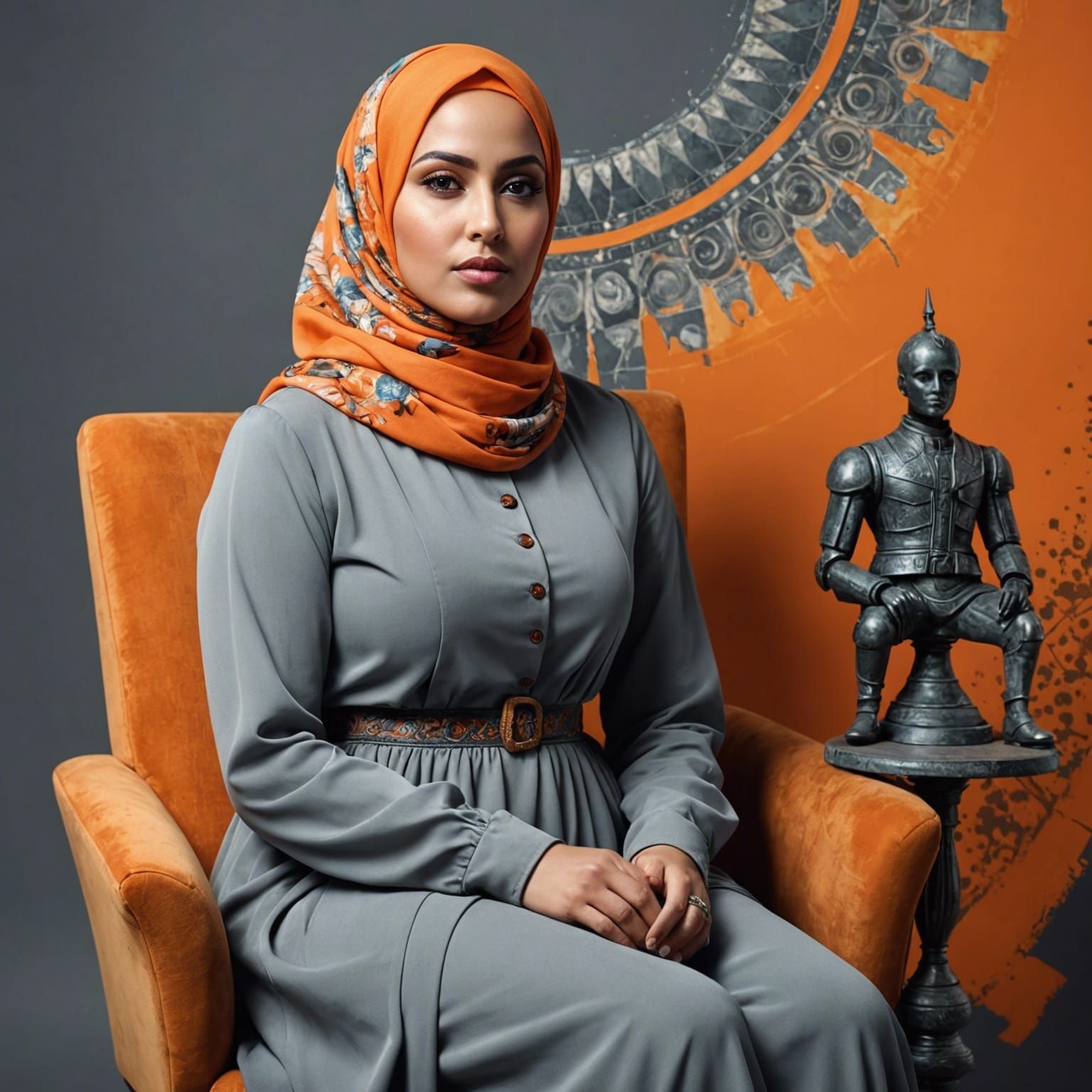 Psychedelic Alcohol Ink Portrait of Woman in Hijab