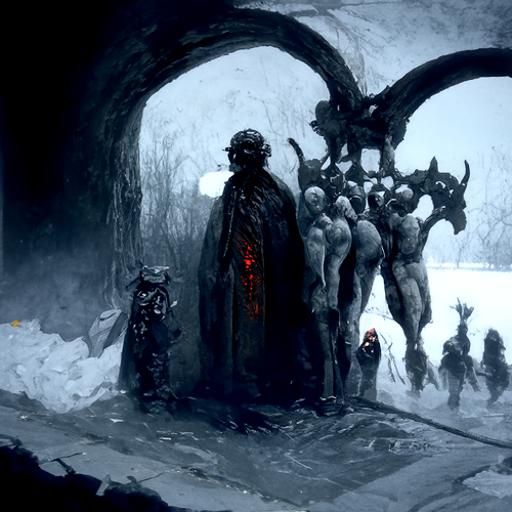 Infernal Entrance: A Dark Engraving