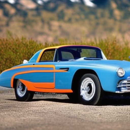 Thunderbird Car with Mountain View