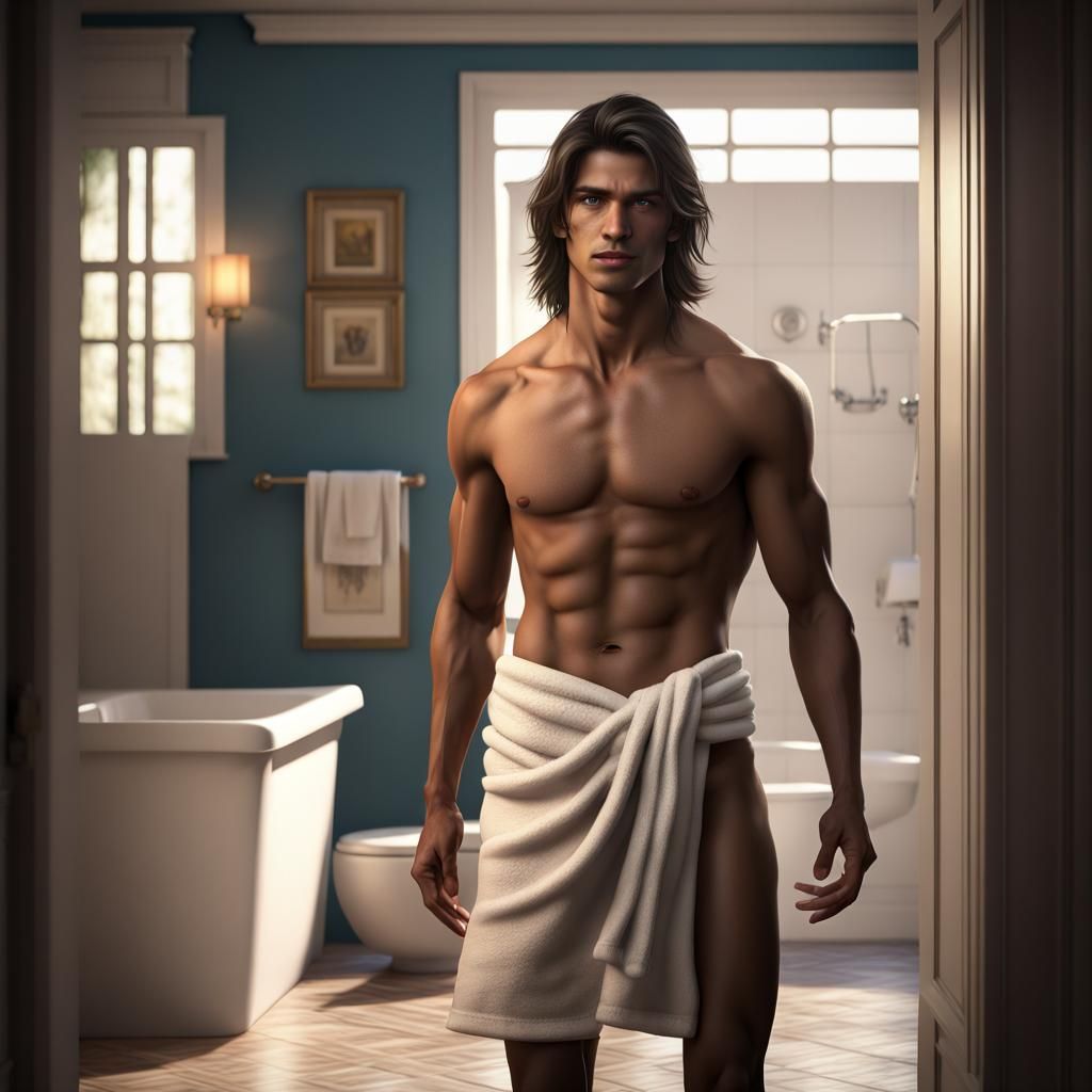 Anglo-Indian Man in Bathroom Doorway: Fantasy Concept Art