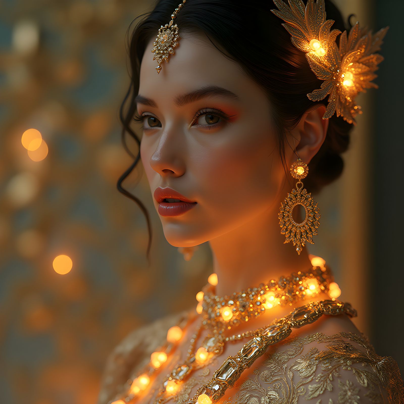 Hyperrealistic Portrait with Futuristic Jewelry