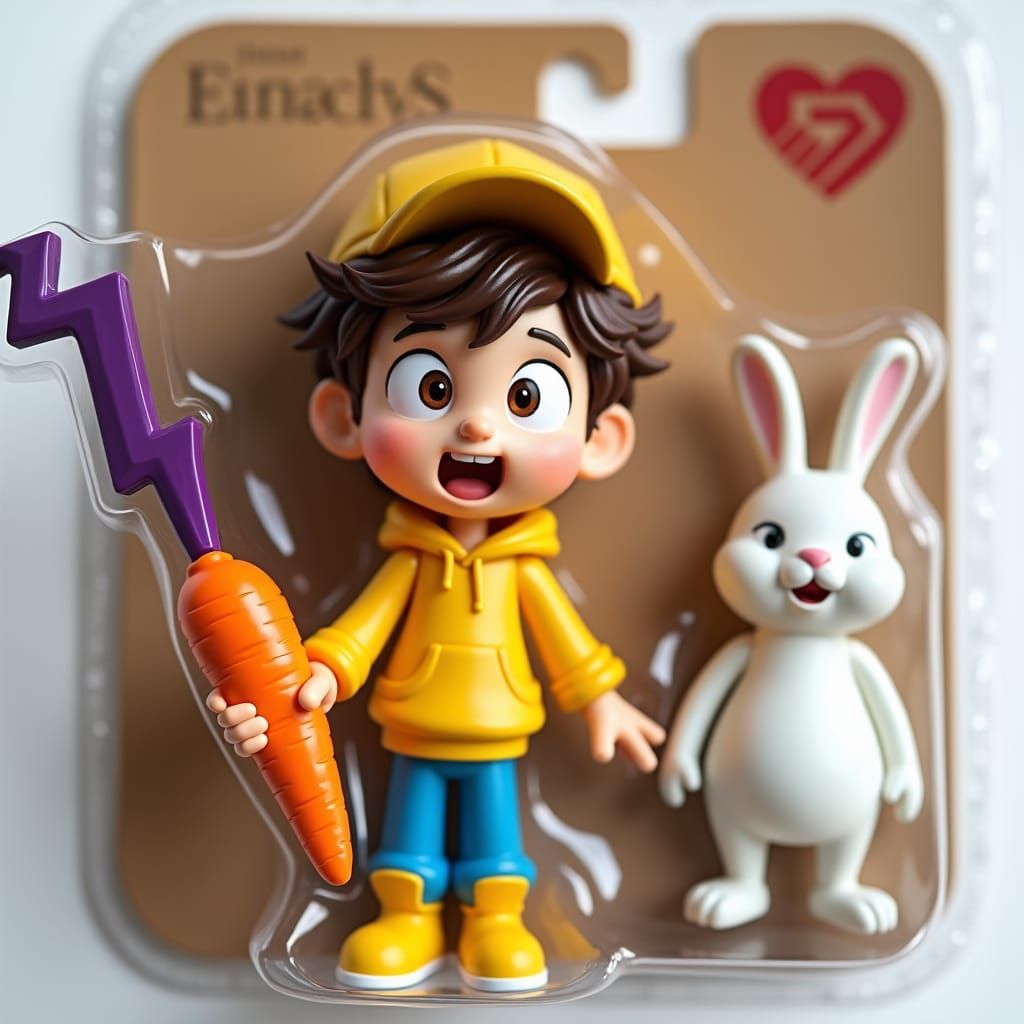 Boy Action Figure with Carrot and Lightning Bolt