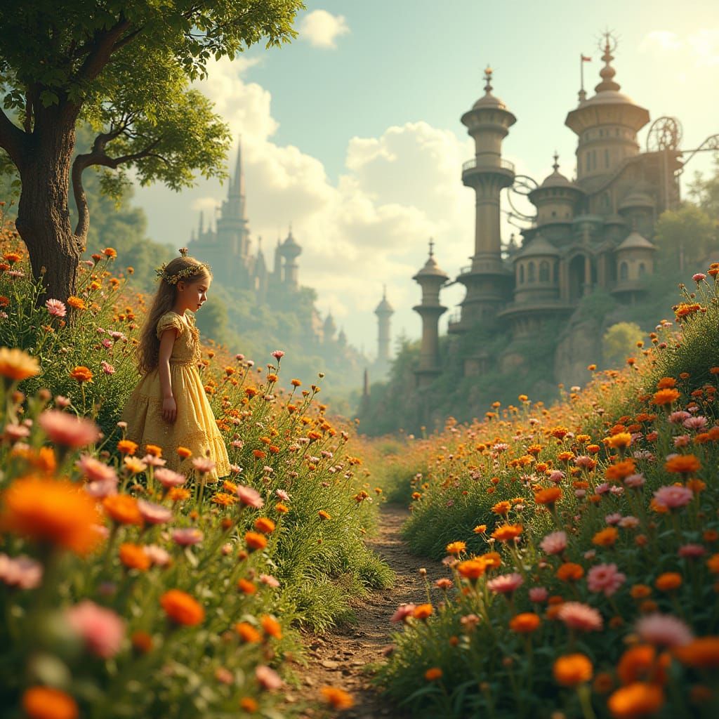 Steampunk Flower Fields in Vibrant 4K