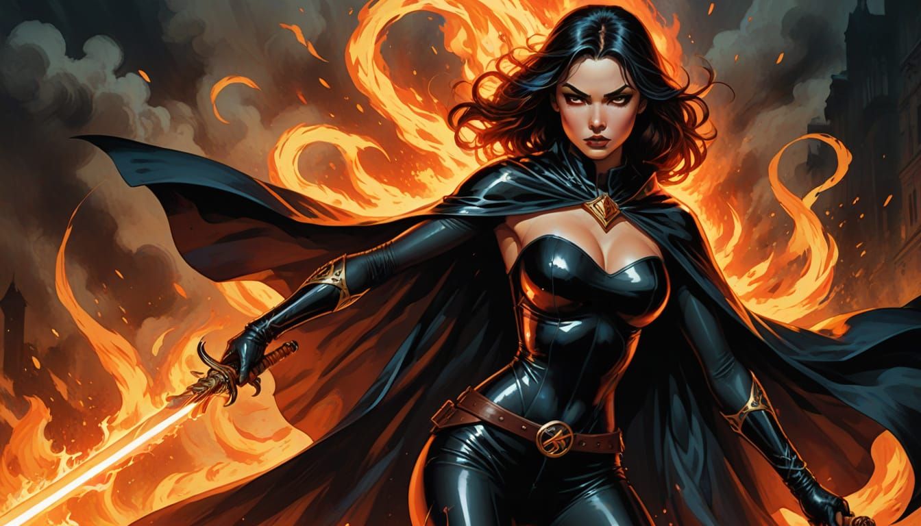 Sultry Superheroine Unleashes Fire in High-Fashion Comic Boo...