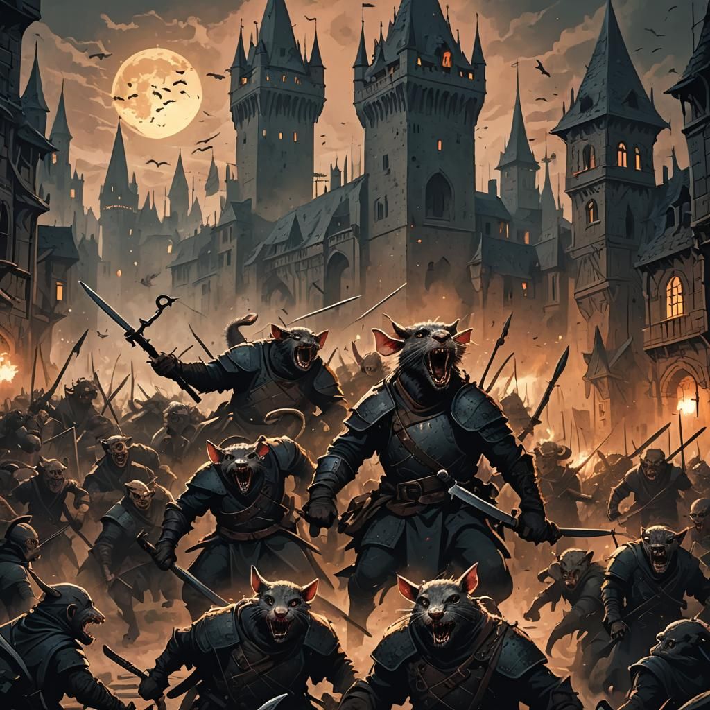 Dark Fantasy Rat Horde Invades Medieval City