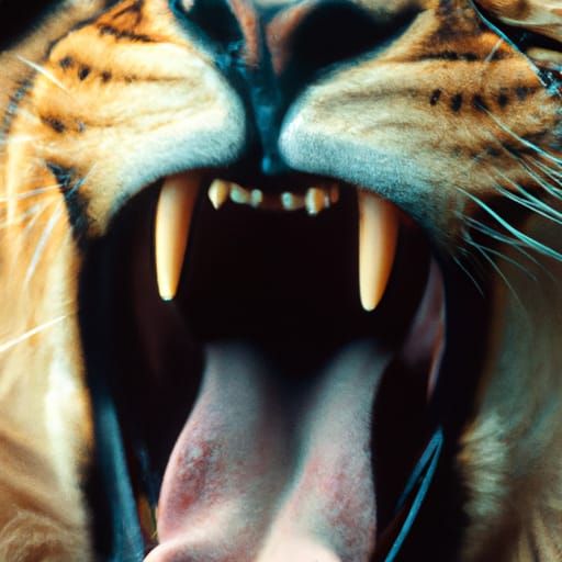 Majestic Lion Yawning: A Professional Portrait