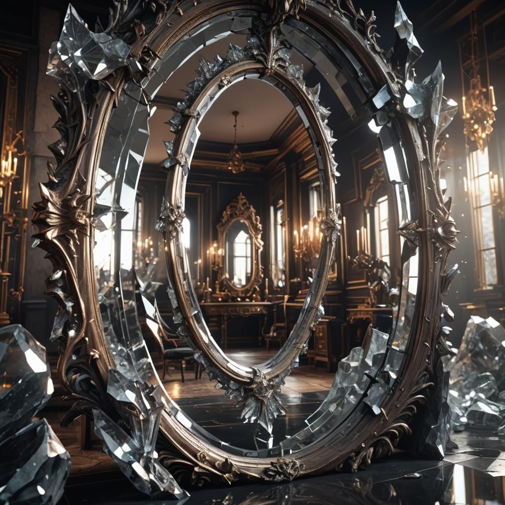 Spooky Reflection in Old Crystal Mirror