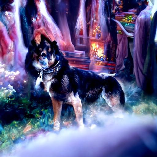 Ethereal Fantasy Dog Portrait in Luminist Style