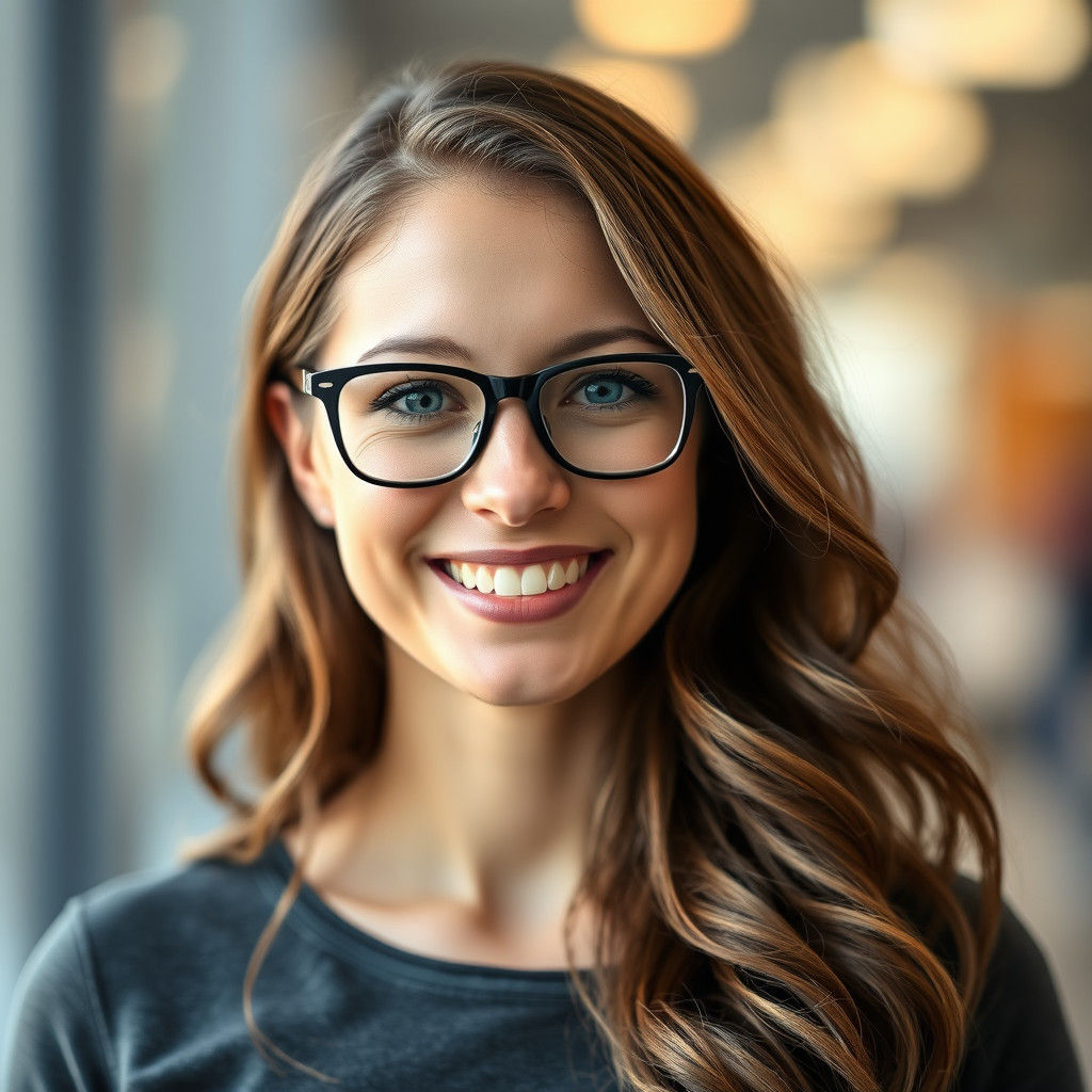 Friendly Woman with Glasses in Natural Light Portrait