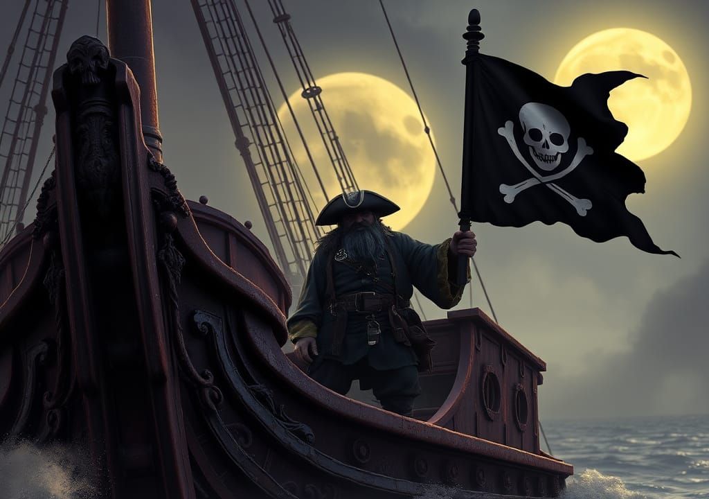 Fat Pirate on a Tiny Boat in the English Channel