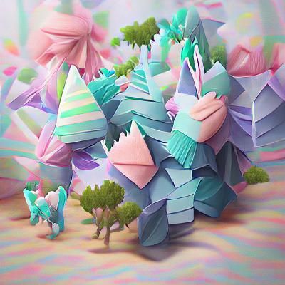 Pastel Origami Forest in 8K Resolution