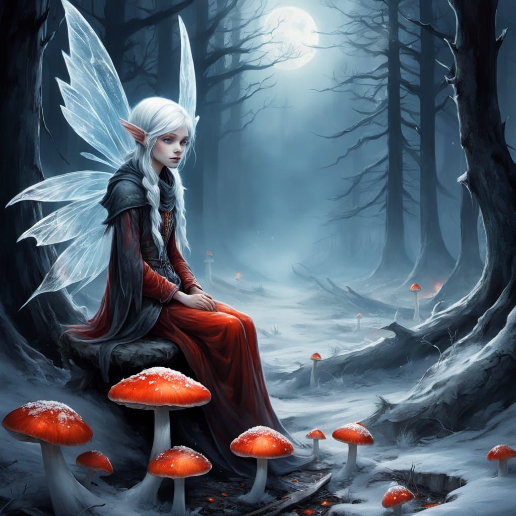 frozen fairy on a mushroom