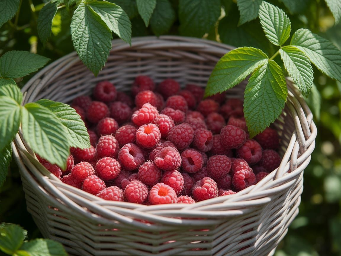 Raspberry Harvest Scene in Vibrant Colors
