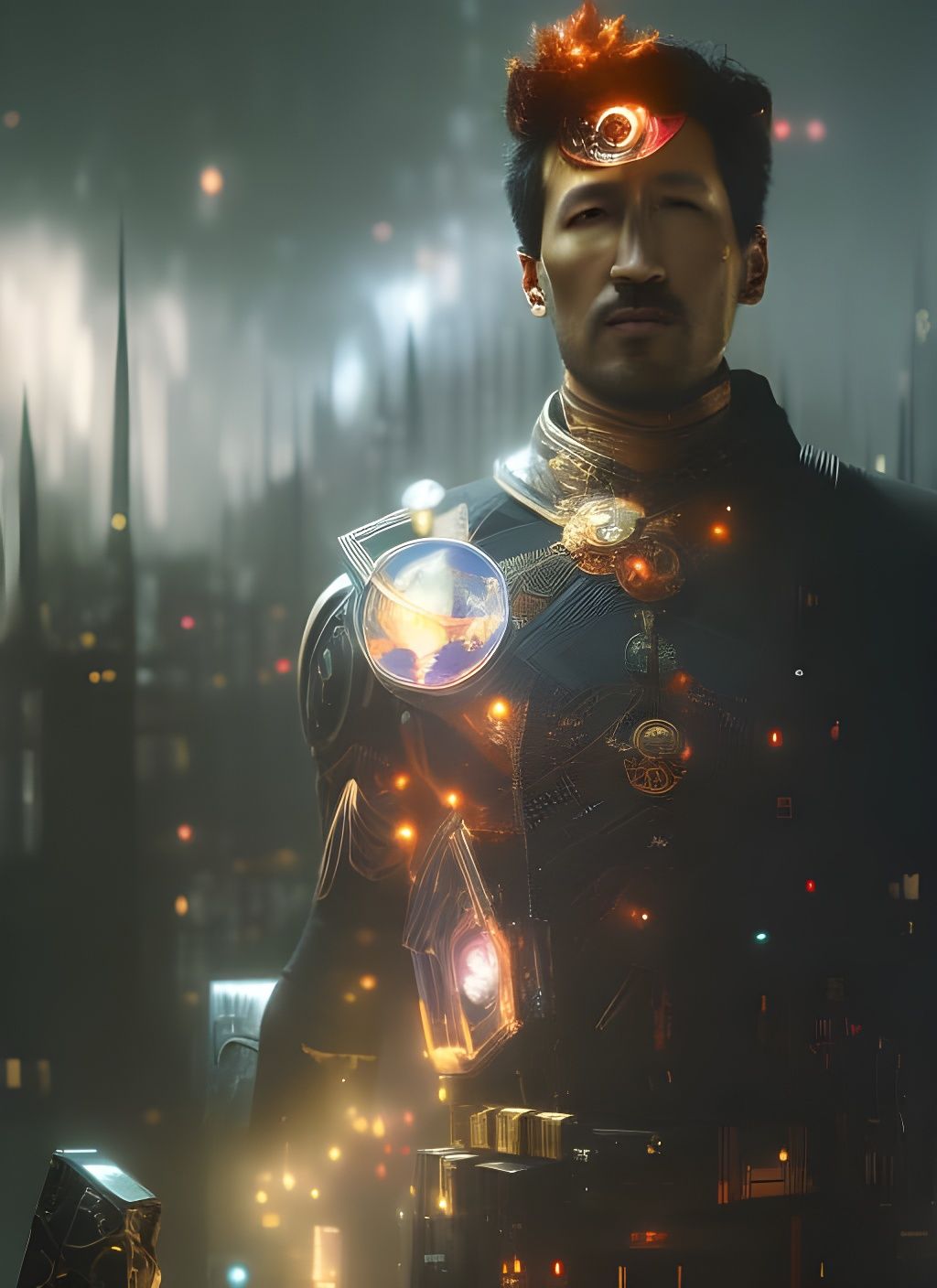 Glitched CyberGothic Portrait with Broken Glass