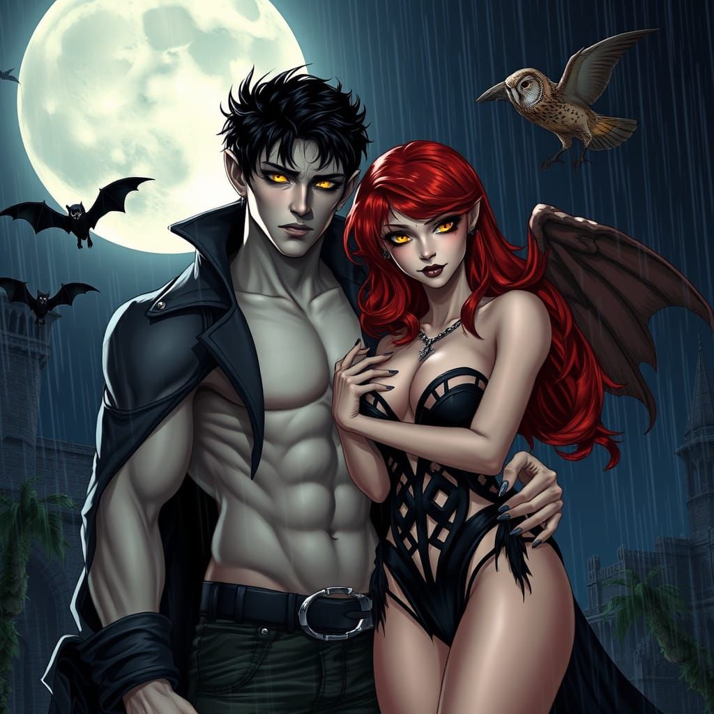 Gothic Vampire Romance Under a Full Moon