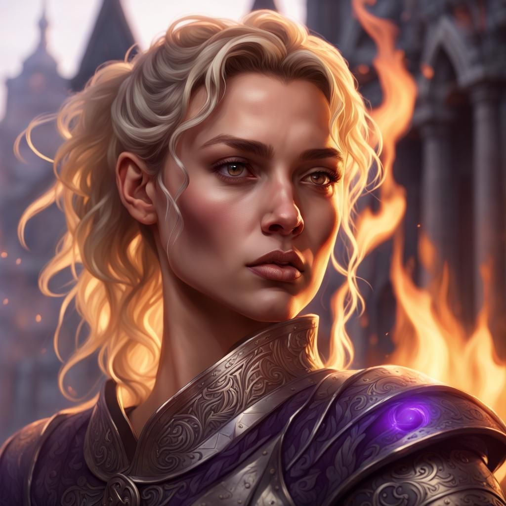 Woman in Cuirass Portrait with Burning Temple