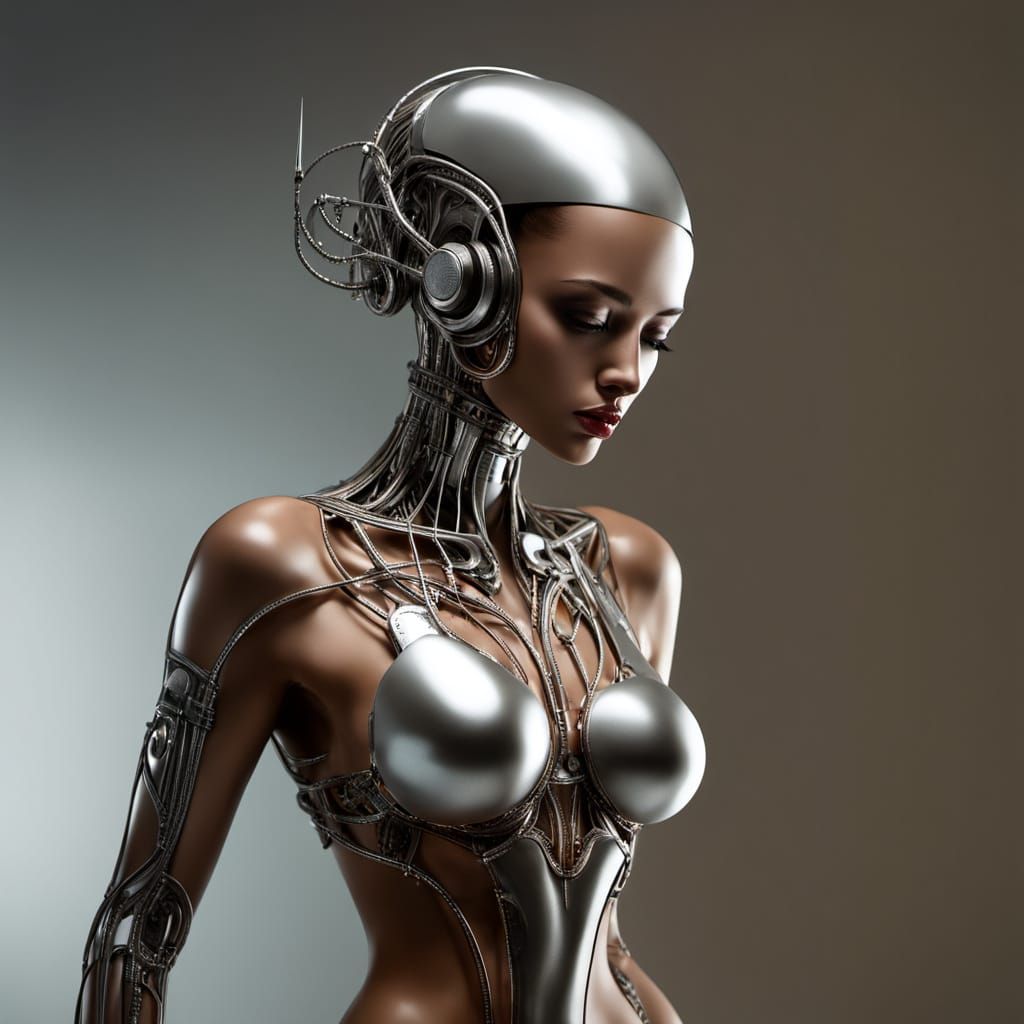 Seductive Shadow Woman in Dark Futurism Style