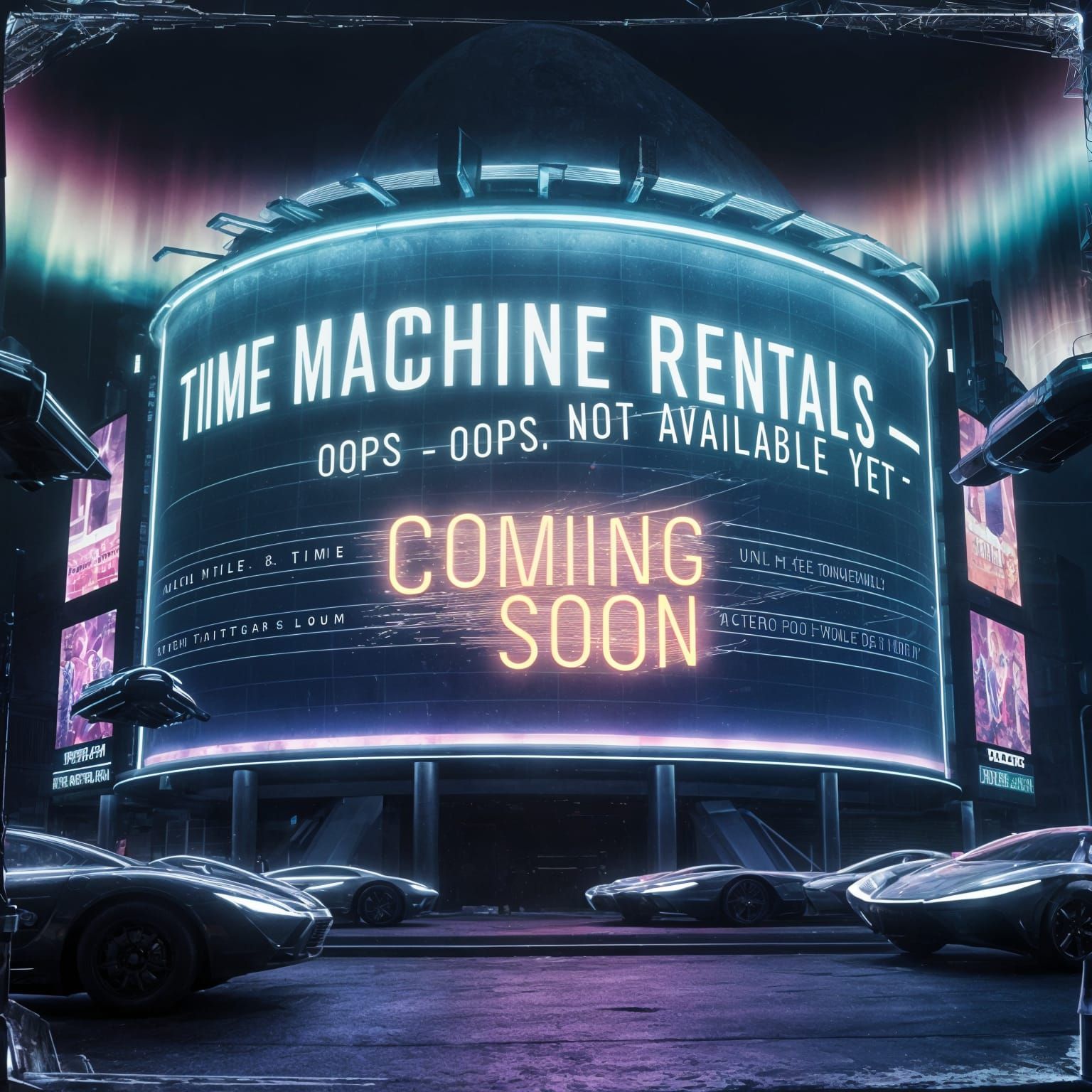 Billboard "Time Machine Rentals"