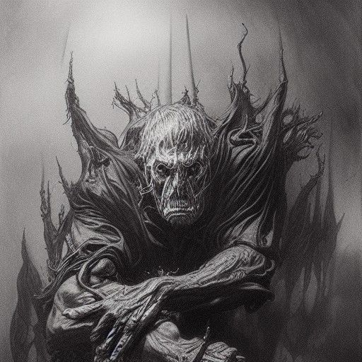 Sinister God Hand in Hyperdetailed Charcoal Drawing
