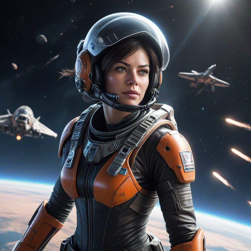 Space Fighter Pilot Battles Alien Ships