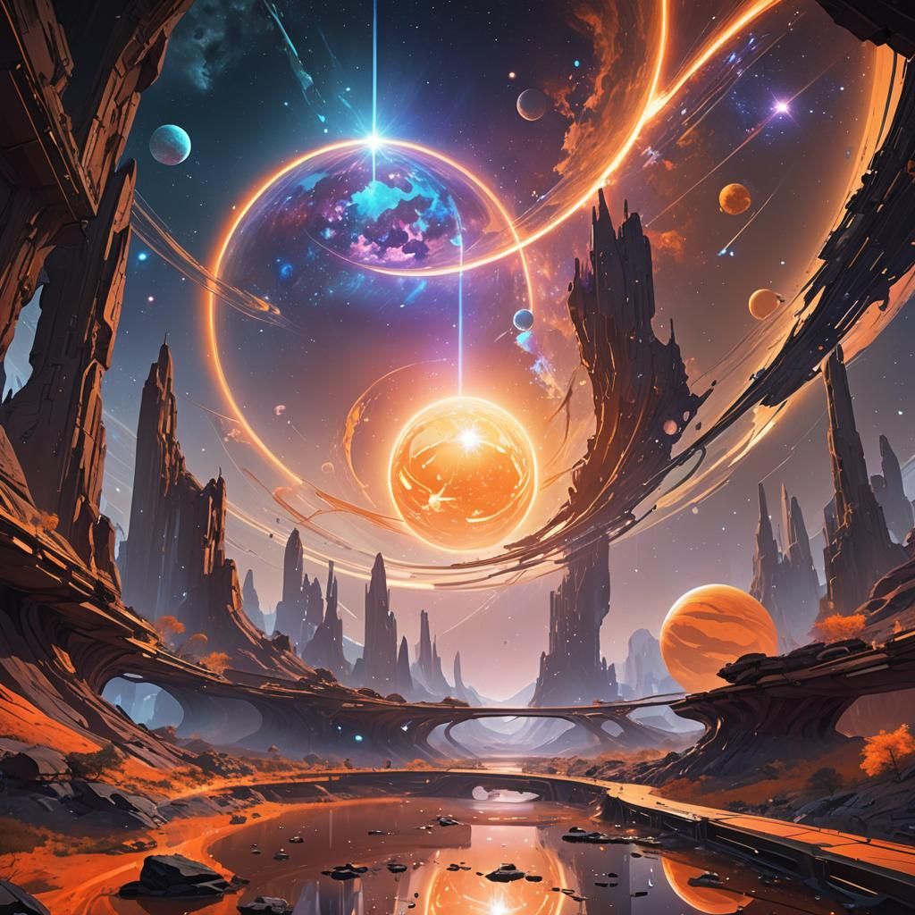 Planets Connected by Crystalline Bridges in Science Fantasy