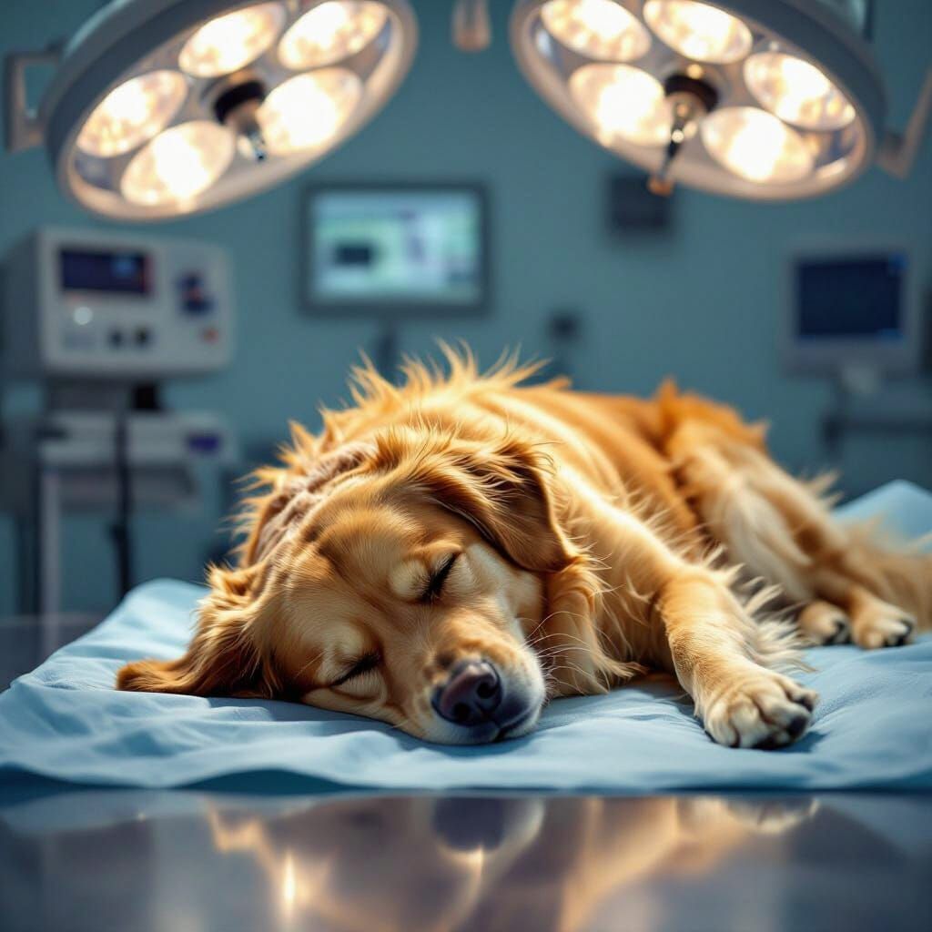 Golden Retriever Anesthesia in Operating Room