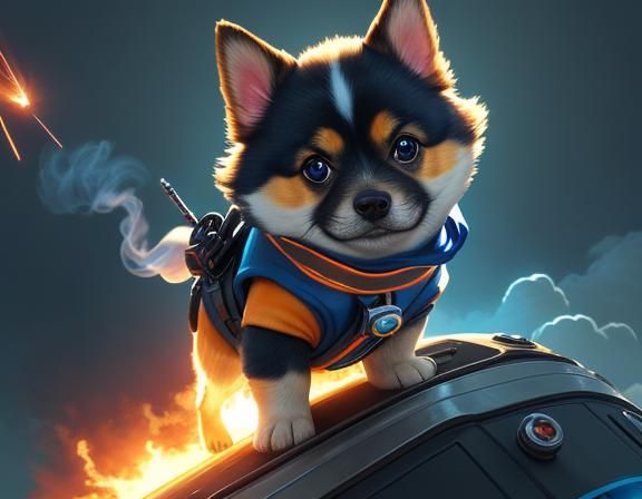 Hero Puppy in Flight: 3D Animated Cartoon