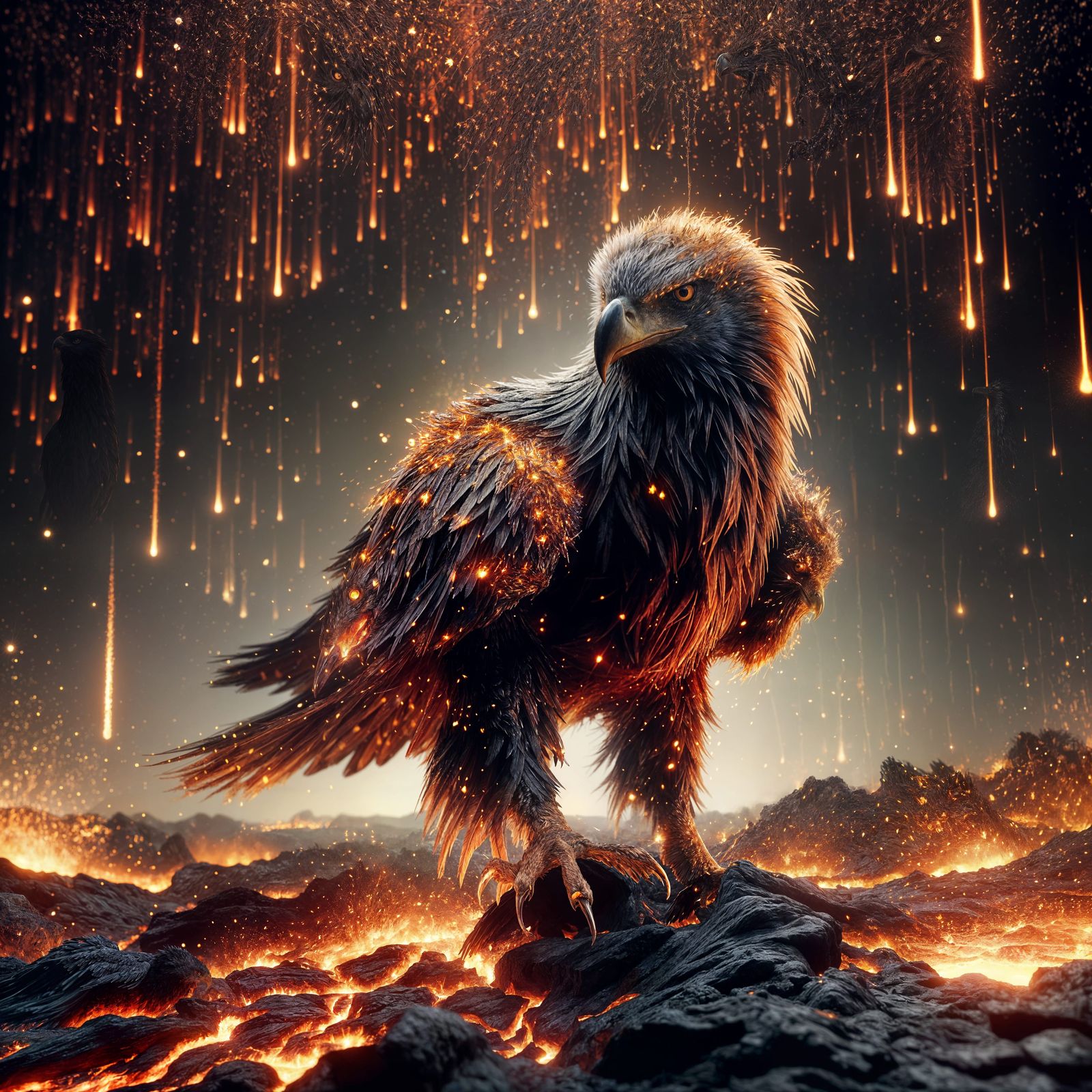 Epic Fiery Eagle in Hyper-Realistic Digital Art