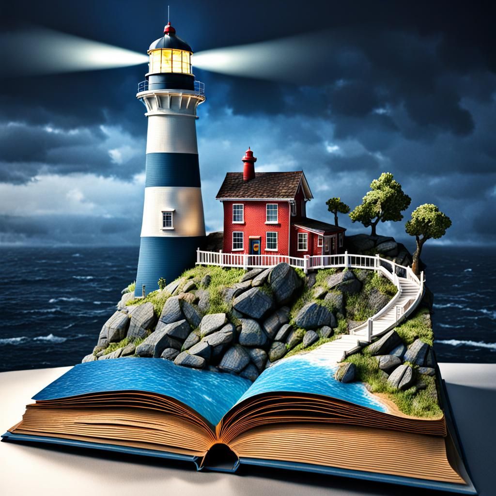 Lighthouse Story in Pop-Up Book Style