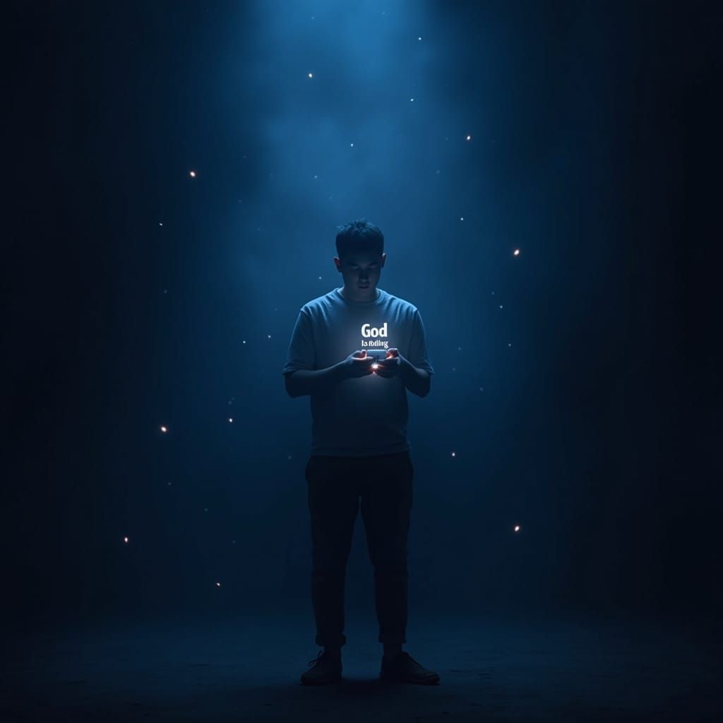 Contemplative Figure Receives Divine Calling in Ethereal Glo...