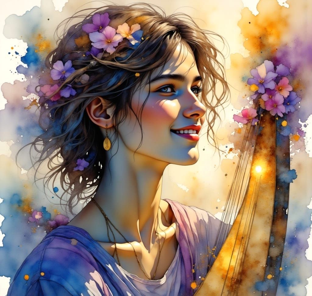 Orpheus in Heavenly Watercolour Snowstorm